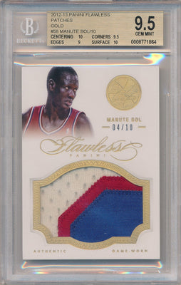 Panini 2012-2013 Flawless Gold Jumbo Patches #58 Manute Bol 04/10 / BGS Grade 9.5