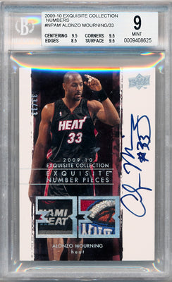 Upper Deck 2009-2010 Exquisite Collection Numbers #NPAM Alonzo Mourning 33/33 / BGS Grade 9 / Auto Grade 10