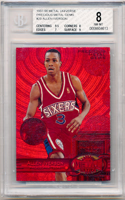 Skybox 1997-1998 Metal Universe Championship Precious Metal Gems Red #20 Allen Iverson 73/100 / BGS Grade 8