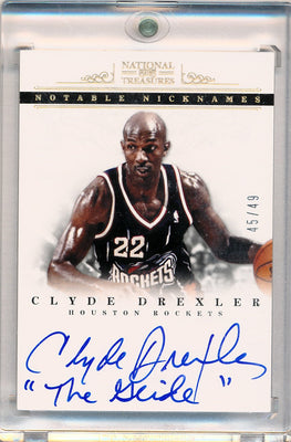 Panini 2012-2013 National Treasures  Notable Nicknames  #22 Clyde Drexler  45/49