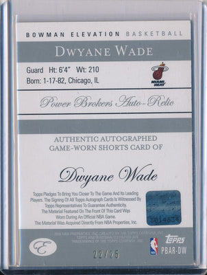 Topps 2006-2007 Bowman Elavation Power Brakers Auto Relic #PBAR-DW Dwyane Wade 22/25