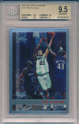 Topps 1997-1998 Chrome Basketball #115 Tim Duncan  / BGS Grade 9.5