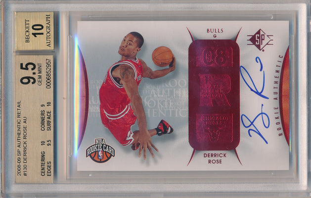 Upper Deck 2008-09 SP Authentic Retail Rookie Auto #130 Derrick Rose  / BGS Grade 9.5 / Auto Grade 10