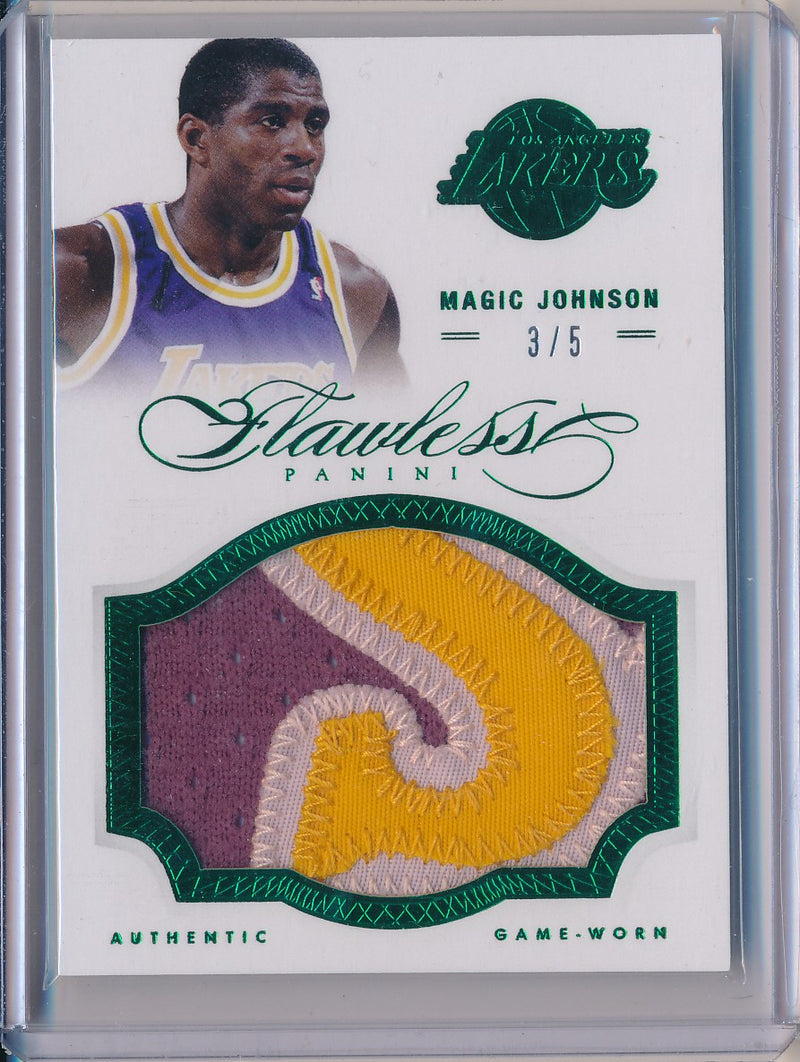 Panini 2012-2013 Flawless Emerald Jumbo Patches #19 Magic Johnson 3/5