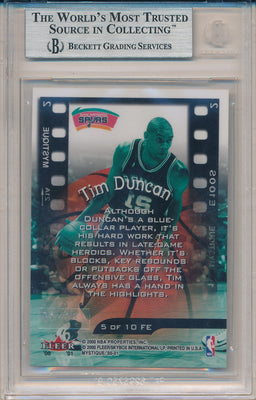 Fleer 2000-2001 Mystique Film At 11 #5/10FE Tim Duncan 1/11 / BGS Grade 8.5