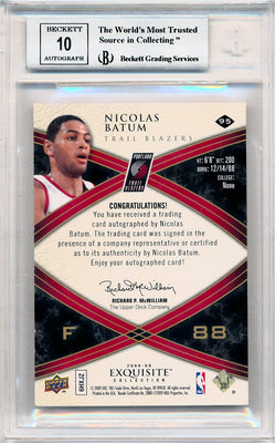 Upper Deck 2008-2009 Exquisite Collection Rookie Parallel #95 Nicolas Batum 10/12 / BGS Grade 9 / Auto Grade 10