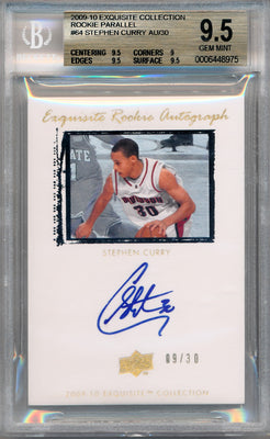 Upper Deck 2009-2010 Exquisite Collection Rookie Parallel #64 Stephen Curry 9/30 / BGS Grade 9.5 / Auto Grade 10