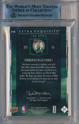 Upper Deck 2009-2010 Exquisite Collection Extra Exquisite Jumbo Patch #X-RA Ray Allen 5/15 / BGS Grade 9