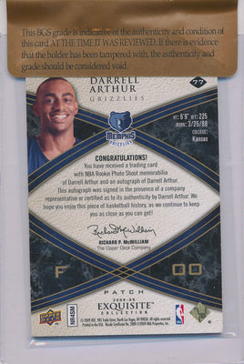 Upper Deck 2008-2009 Exquisite Collection Rookie Parallel #77 Darrell Arthur 1/1 / Auto Grade 9