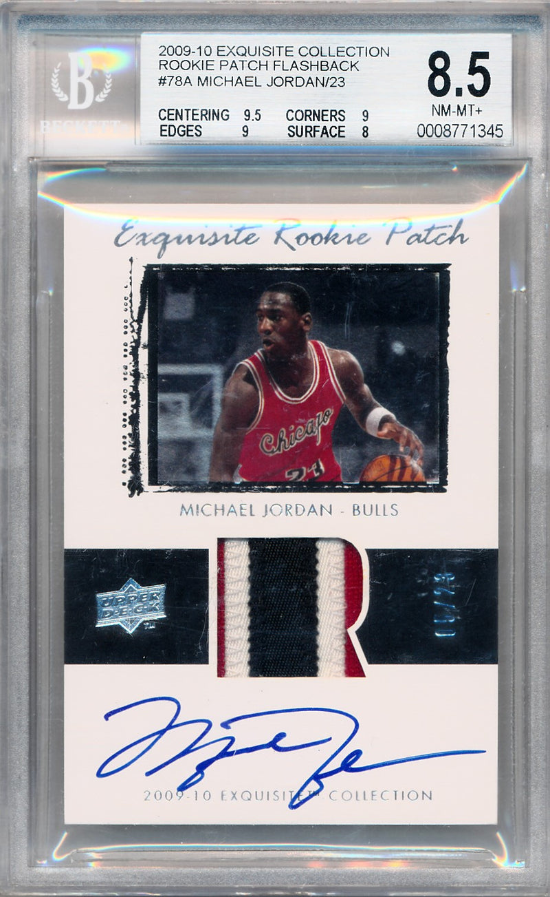 Upper Deck 2009-2010 Exquisite Collection Rookie Patch Flashback #78A Michael Jordan 5/23 / BGS Grade 8.5 / Auto Grade 10