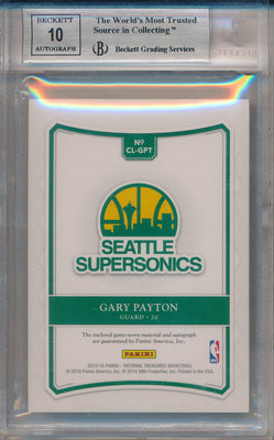 Panini 2015-2016 National Treasures Colossal Logoman Auto #CL-GPT Gary Payton 1/1 / Auto Grade 10