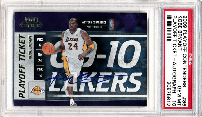 Panini 2009 Playoff Contenders Playoff Ticket-Autograph #86 Kobe Bryant 13/50 / PSA Grade 10