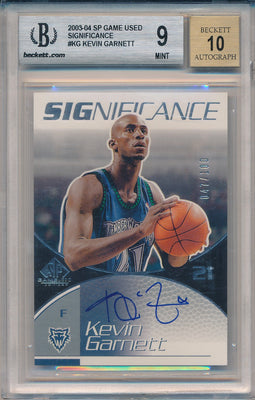 Upper Deck 2003-2004 SP Game Used Significance #KG Kevin Garnett 47/100 / BGS Grade 9 / Auto Grade 10