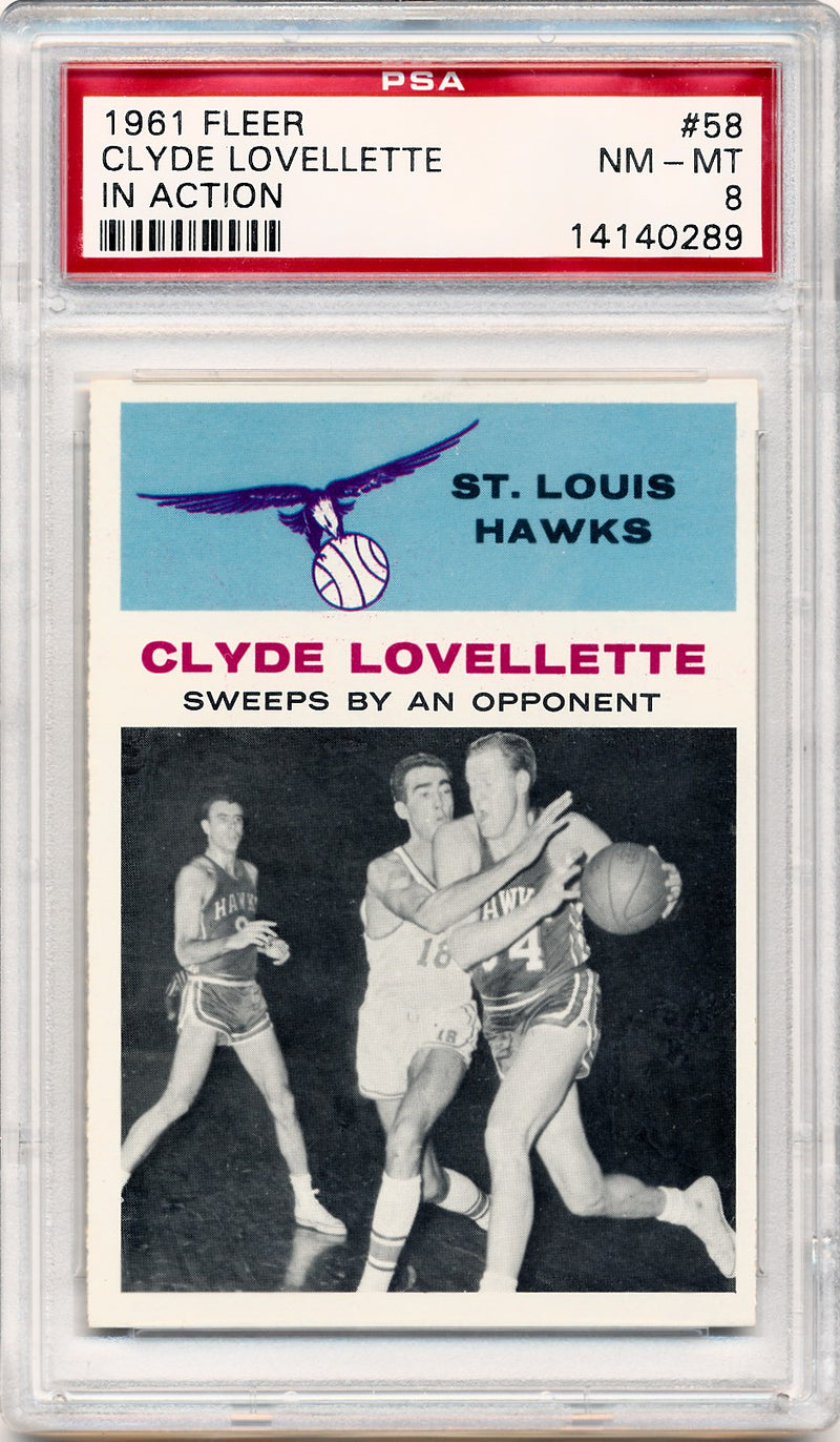 Fleer 1961 St. Louis Hawks  #58 Clyde Lovellette  / PSA Grade 8