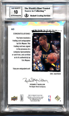 Upper Deck 2009-2010 Exquisite Collection Rookie Parallel #63 Eric Maynor  2/3 / PSA Grade None  / BGS Grade 9 / Auto Grade 10