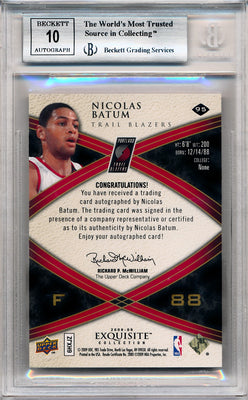 Upper Deck 2008-2009 Exquisite Collection Rookie Parallel #95 Nicolas Batum 6/12 / BGS Grade 9 / Auto Grade 10