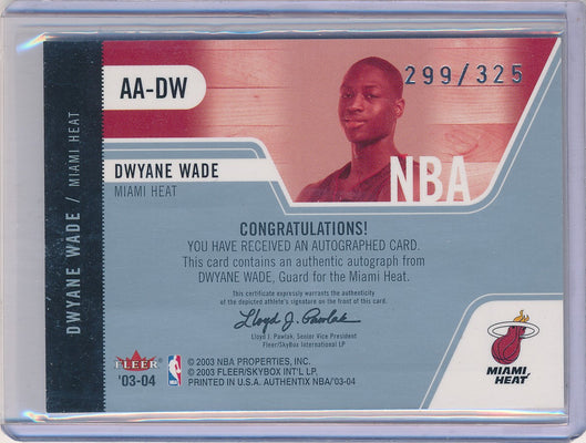 Fleer 2003-2004 Authentix Basketball #AA-DW Dwyane Wade 299/325