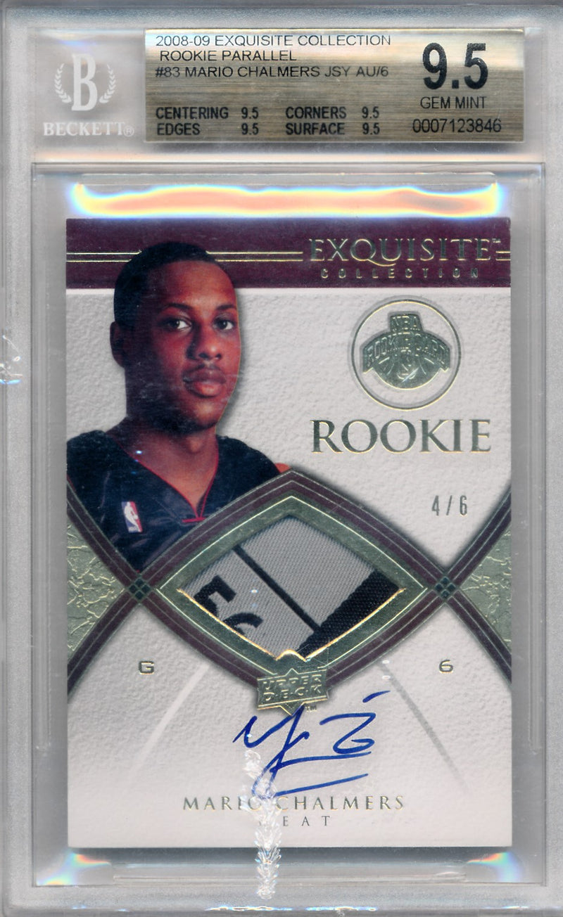 Upper Deck 2008-2009 Exquisite Collection Rookie Parallel #83 Mario Chalmers 4/6 / BGS Grade 9.5 / Auto Grade 10