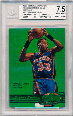 Skybox 1997-1998 Metal Universe Championship Precious Metal Gems Green #26 Patrick Ewing 6/100 / BGS Grade 7.5