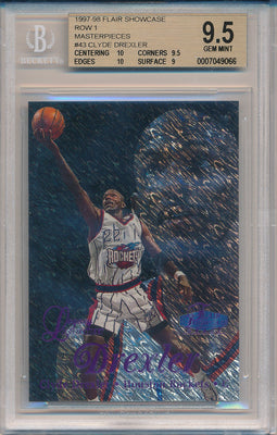 Fleer 1997-1998 Flair Showcase Row 1 MasterPieces #43 Clyde Drexler 1/1 / BGS Grade 9.5