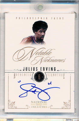 Panini 2010-2011 National Treasures Notable Nicknames  #11 Julius Erving 5/10