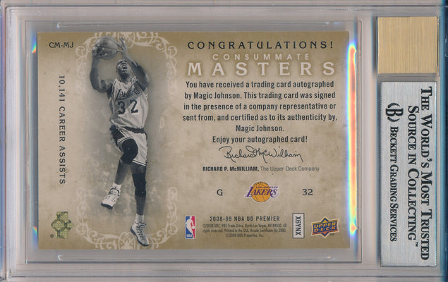 Upper Deck 2008-2009 UD Premier   Consumate Masters Auto #CM-MJ Magic Johnson 1/1 / BGS Grade 9 / Auto Grade 10