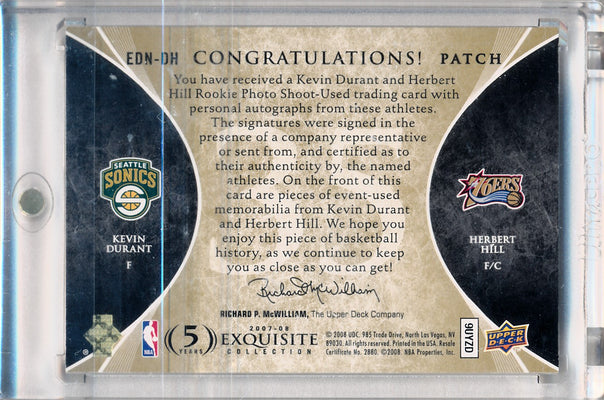 Upper Deck 2007-08 Exquisite Collection Exquisite Dual Number Pieces #EDN-DH Kevin Durant/Herbert Hill 14/35