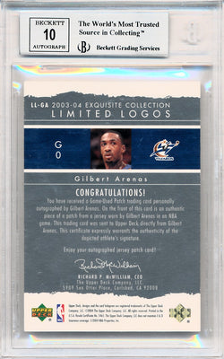 Upper Deck 2003-2004 Exquisite Collection Limited Logos #GA Gilbert Arenas 2/75 / BGS Grade 9 / Auto Grade 10