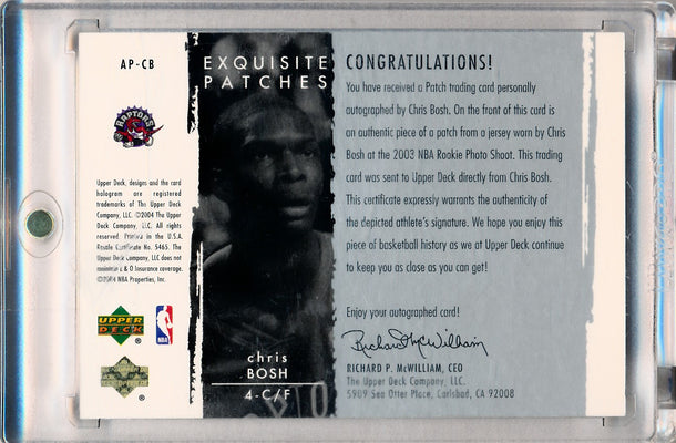 Upper Deck 2003-2004 Exquisite Collection Patches Autographs #AP-CB Chris Bosh 58/100