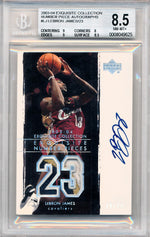 Upper Deck 2003-2004 Exquisite Collection Number Piece Autographs #NP-LJ Lebron James 19/23 / BGS Grade 8.5 / Auto Grade 10