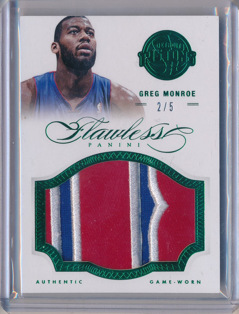 Panini 2012-2013 Flawless Emerald Jumbo Patches #17 Greg Monroe 2/5