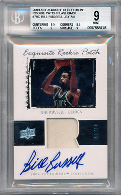 Upper Deck 2009-2010 Exquisite Collection Rookie Patch Flashback #78C Bill Russell 8/19 / BGS Grade 9 / Auto Grade 10