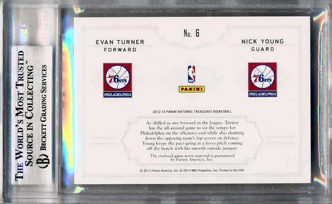 Panini 2012-2013 National Treasures NBA Logoman Combos #6 Evan Turner / Nick Young 3/3 / BGS Grade 8.5