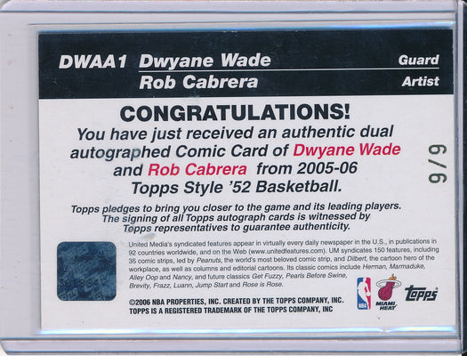 Topps 2005-2006 Style 52'  Basketball #DWAA1 Dwyane Wade 9/9