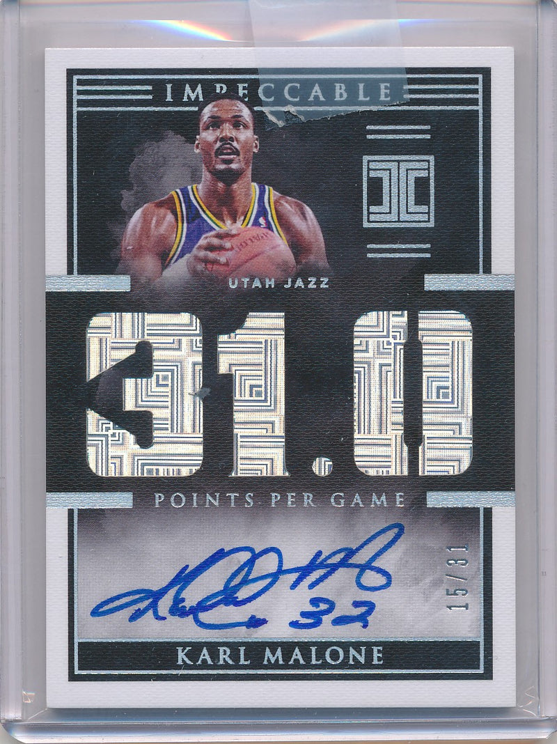 Panini 2018-2019 Impeccable Numbers  #PTKML Karl Malone 15/31