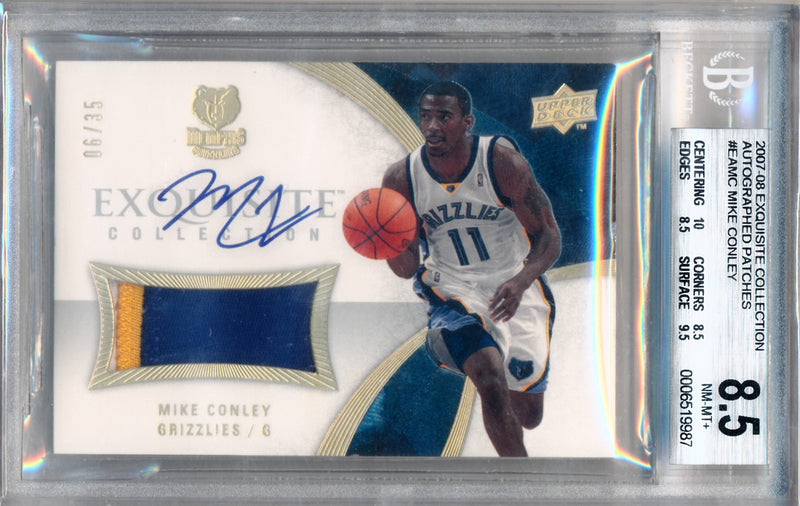 Upper Deck 2007-2008 Exquisite Collection Autographed Patches #EAMC Mike Conley 6/35 / BGS Grade 8.5 / Auto Grade 10