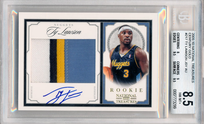 Panini 2009-2010 National Treasures Century Gold #217 Ty Lawson 14/25 / BGS Grade 8.5 / Auto Grade 10