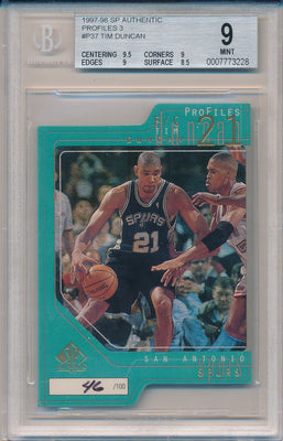 Upper Deck 1997-1998 SP Authentic Profiles 3 #P37 Tim Duncan 46/100 / BGS Grade 9