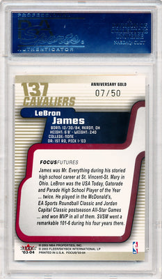 Fleer 2003-2004 Focus Gold #137 Lebron James 7/50 / PSA Grade 9