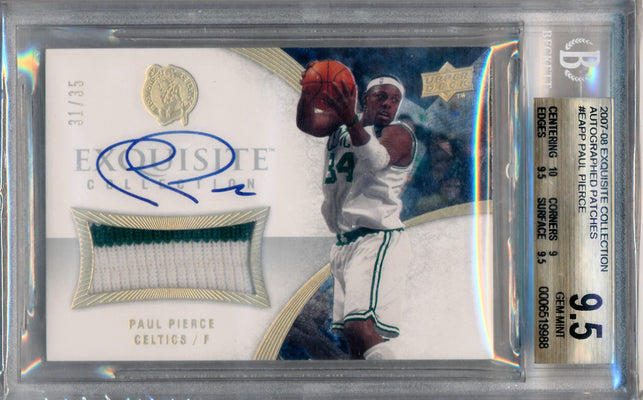 Upper Deck 2007-2008 Exquisite Collection Autographed Patches #EAPP Paul Pierce 31/35 / BGS Grade 9.5 / Auto Grade 10