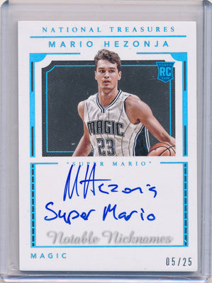 Panini 2015-2016 National Treasures  Notable Nicknames  #NN-MHZ Mario Hezonja 5/25