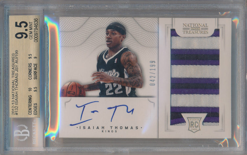 Panini 2012-2013 National Treasures Rookie Card #132 Isiah Thomas 42/199 / BGS Grade 9.5 / Auto Grade 10