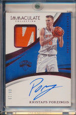 Panini 2017-2018 Immaculate Patch Autographs #PA-KPZ Kristaps Porzingis 06/15