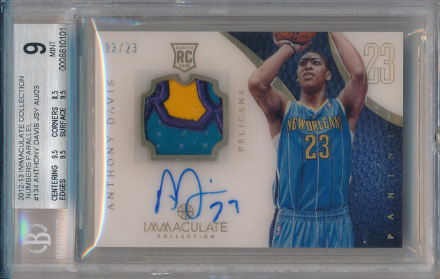 Panini 2012-2013 Immaculate Collection Numbers Parallel #134 Anthony Davis 3/23 / BGS Grade 9 / Auto Grade 10