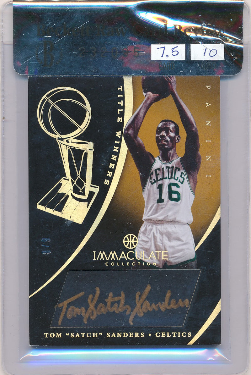 Panini 2012-2013 Immaculate Collection Title Winners Autographs #TWTS Tom "Satch" Sanders 6/8 / Auto Grade 10