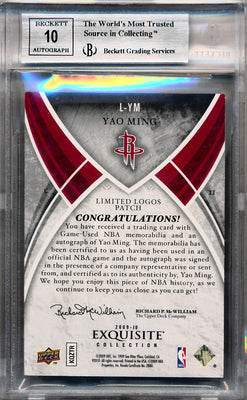 Upper Deck 2009-2010 Exquisite Collection Limited Logos #LYM Yao Ming 2/11 / BGS Grade 8.5 / Auto Grade 10