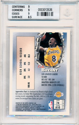 Topps 1996-1997 Finest Apprentice #74 Kobe Bryant  / BGS Grade 9