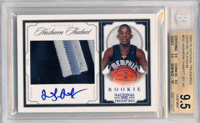 Panini 2009-2010 National Treasures Century Platinum #202 Hasheem Thabeet 2/5 / BGS Grade 9.5 / Auto Grade 10