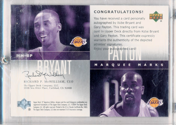 Upper Deck 2003-2004 Sp Signature Edition Marquee Marks #MM-BP Kobe Bryant / Gary Payton 2/100