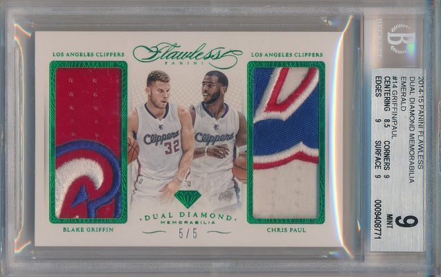 Panini 2014-2015 Flawless Emerald Dual Diamond Patches #DD-LAC Chris Paul/ Blake Griffin 5/5 / BGS Grade 9